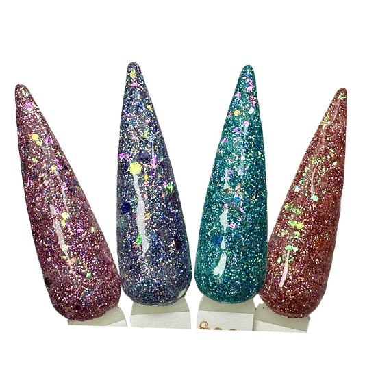 Holographic glitter dip powder