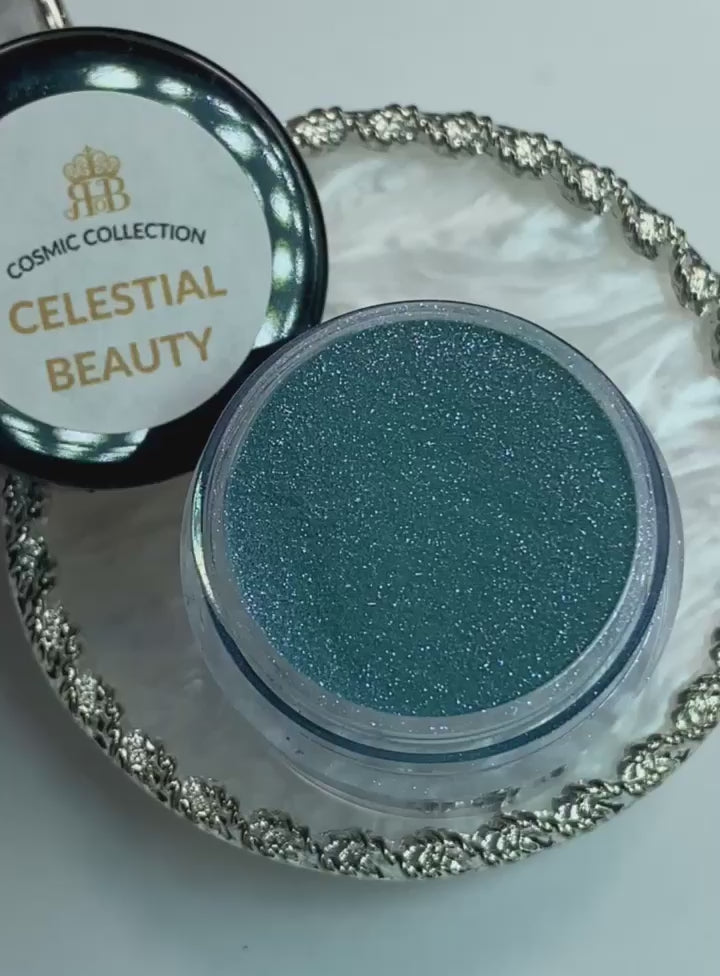 Teal shimmer dip powder